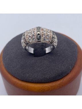 Judith Jack Vintage Sterling Silver 925 Marcasite CZ Dome Ring Band Thailand